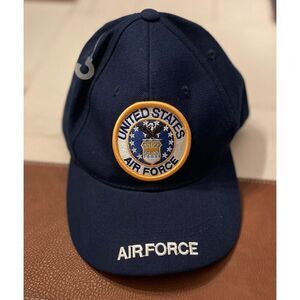 H Kap Mens OS Military Air Force USAF Hat Cap Wool Blend Blue Gold NWOT